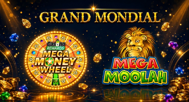 Grand Mondial Casino with Mega Money Wheel and Mega Moolah Jackpot Games