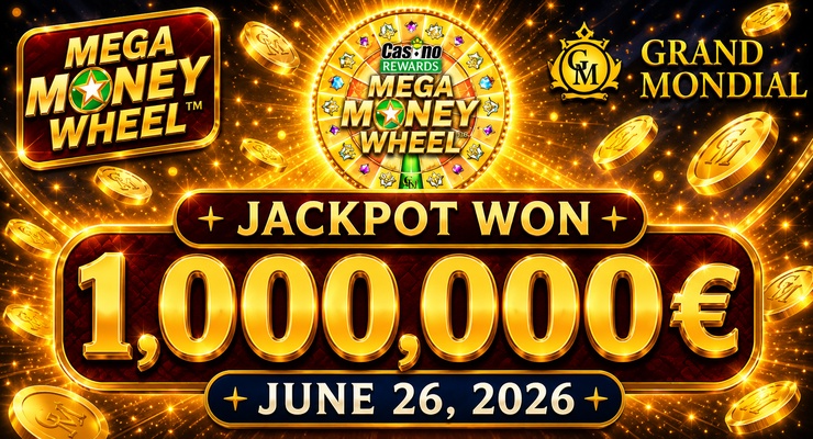 1 Million Jackpot Won on Casino Rewards Mega Money Wheel at Grand Mondial Casino